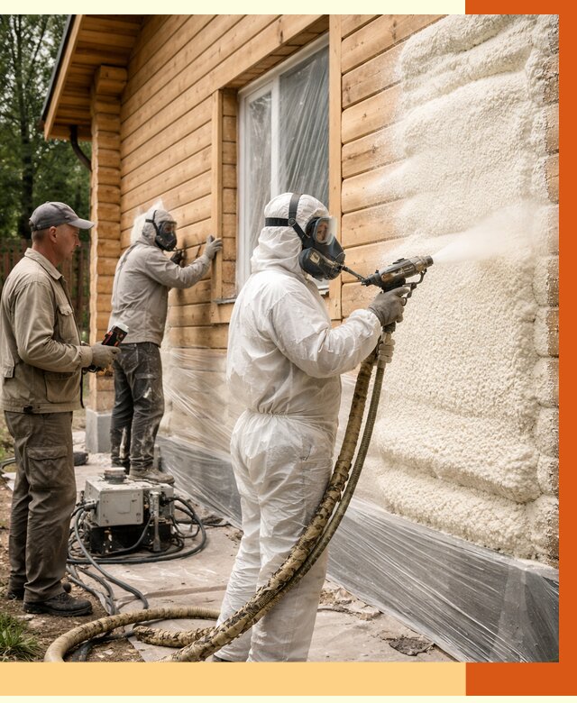 Утепление дома из бруса ППУ в Черкесске от 3925 руб/м2 под ключ | ТепломастерЧрк