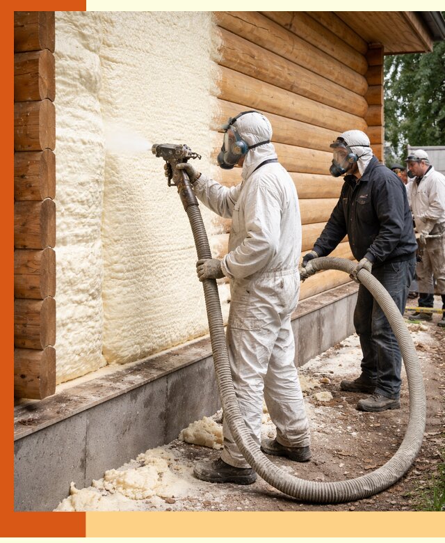 Утепление дома из бруса пенополиуретаном в Черкесске