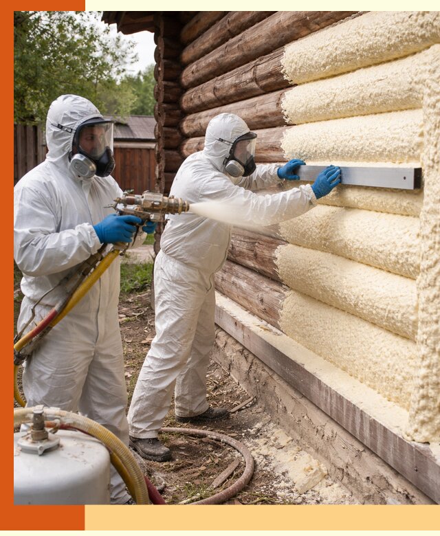 Утепление бревенчатого дома ППУ в Черкесске эффективной изоляцией