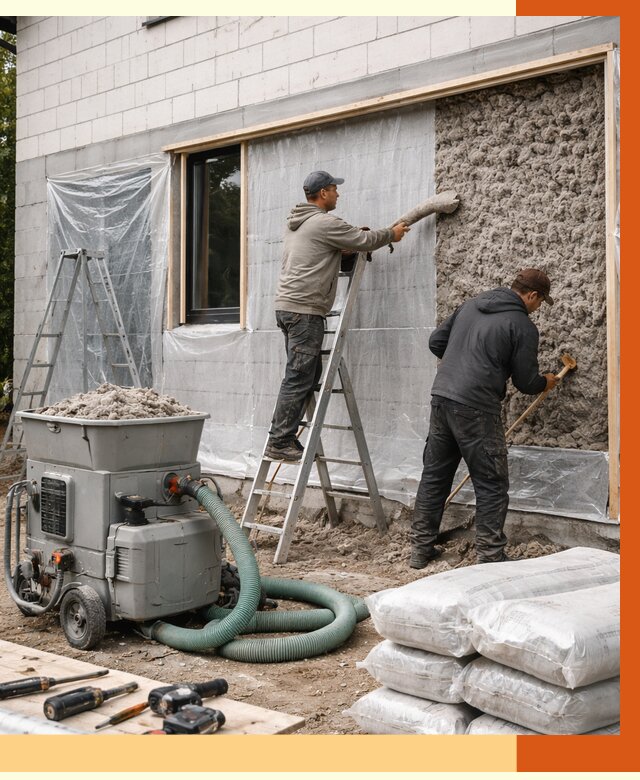 Утепление дома из газобетона эковатой в Черкесске от 4588 руб./м2 | ТепломастерЧрк