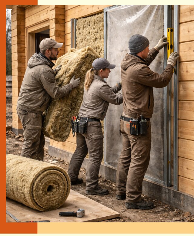 Утепление дома из двойного бруса в Черкесске качественно и надёжно