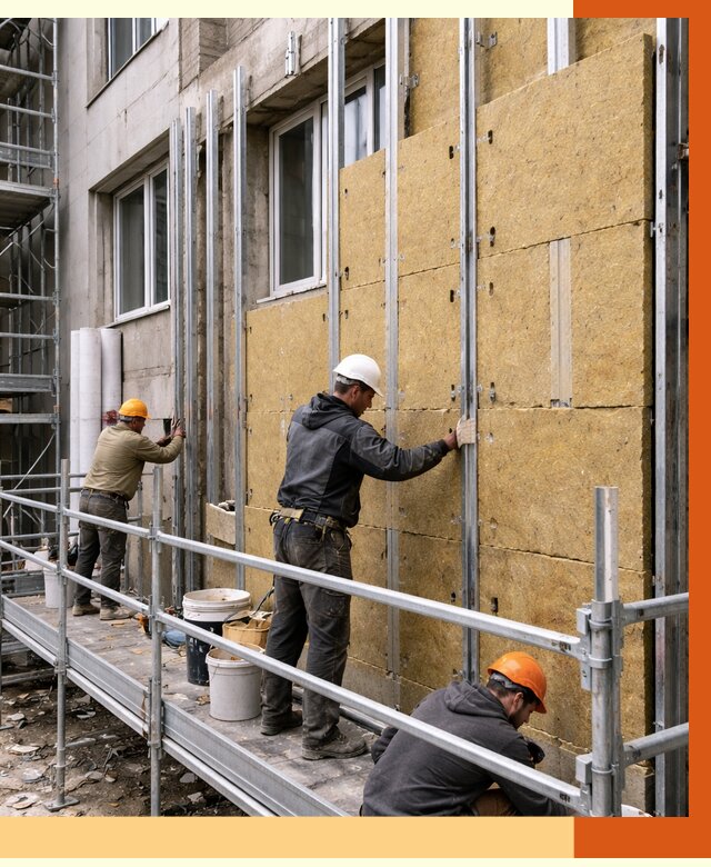 Утепление вентилируемого фасада в Черкесске от 5710 руб/м2 — монтаж и утепление вентфасад | ТепломастерЧрк