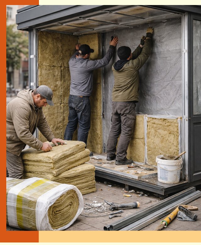 Утепление павильона шаурмы под ключ в Черкесске