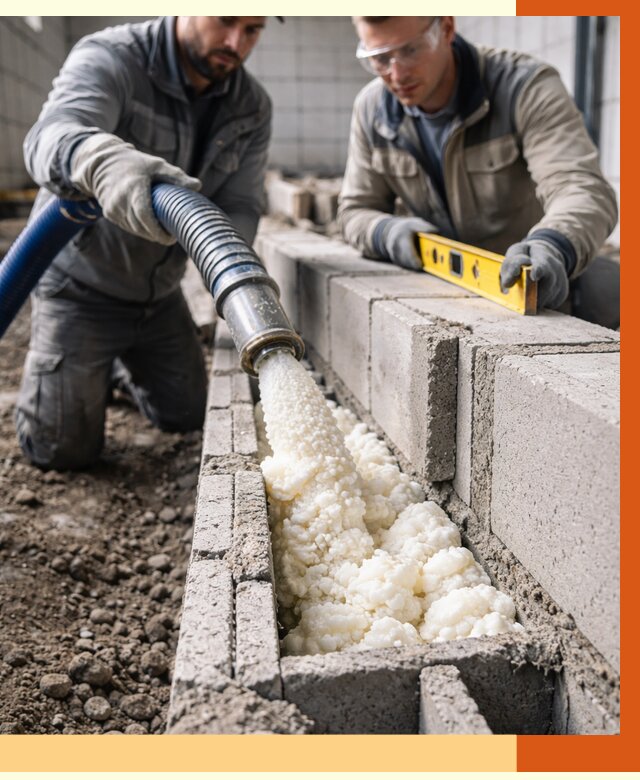 Заполнение колодцевой кладки ППУ в Черкесске от 4282 руб. за м2 | ТепломастерЧрк