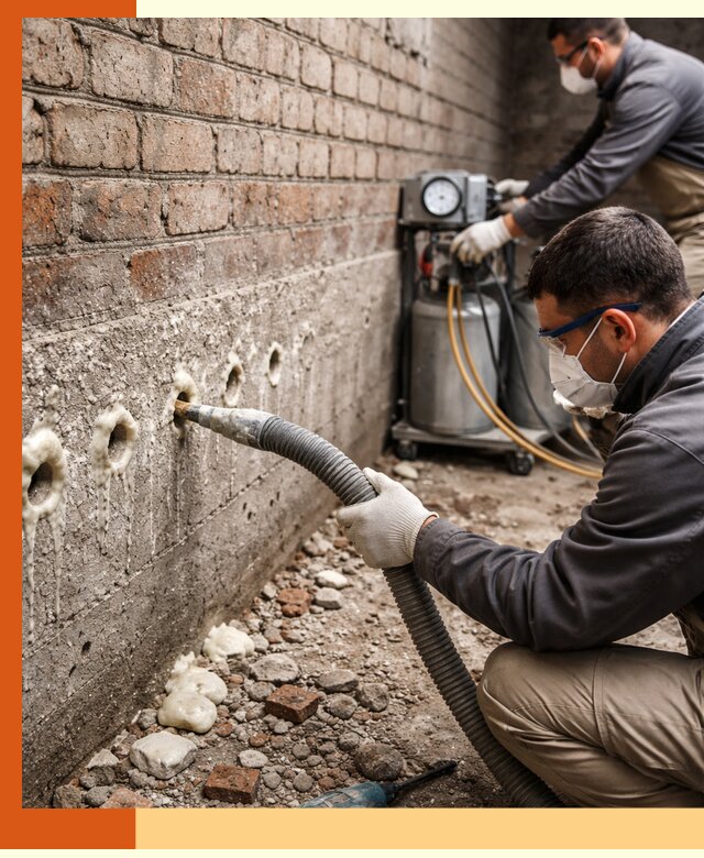 Заполнение колодцевой кладки ППУ в Черкесске быстро и герметично