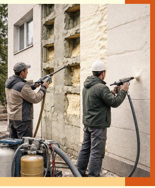 Заполнение пустот фасада в Черкесске от 4588 руб. — утепление пустот облицовки | ТепломастерЧрк