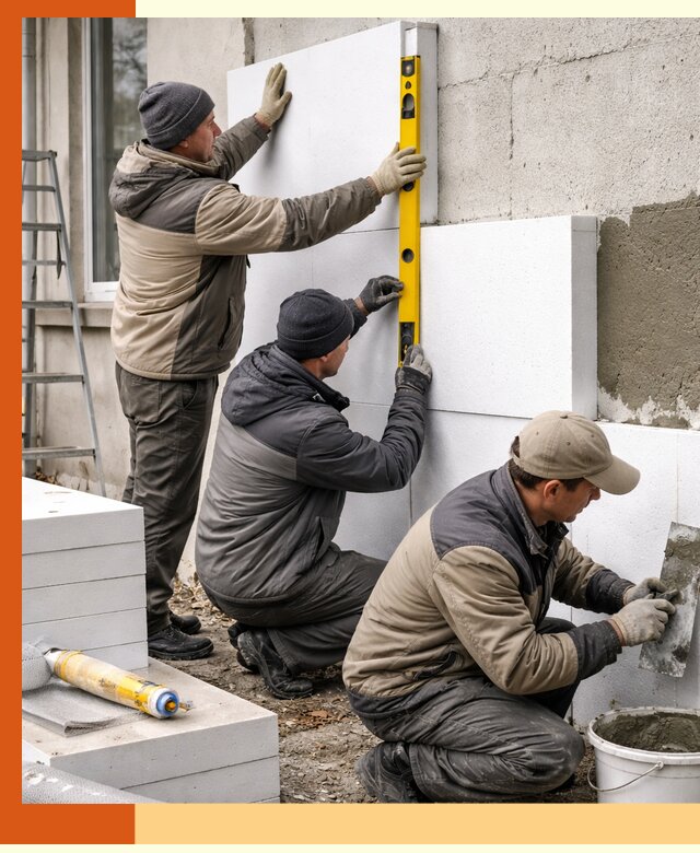 Утепление пенопластом наружных стен и фасадов в Черкесске