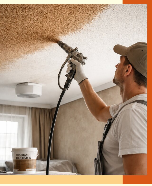 Утепление потолка жидкой пробкой в Черкесске от 3569 руб. | ТепломастерЧрк