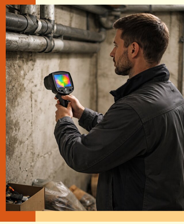 Тепловизионное обследование подвала в Черкесске для поиска утечек тепла