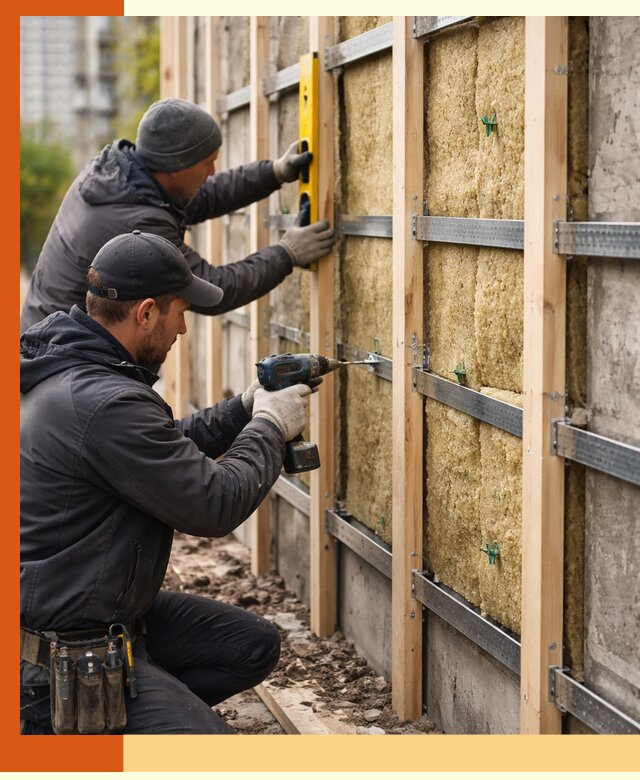 Монтаж обрешетки под утепление зданий и квартир в Черкесске